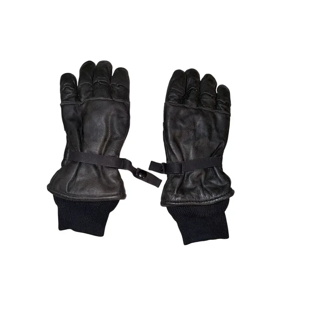 Vintage nationwide glove company black leather lined gloves unisex cuffed medium